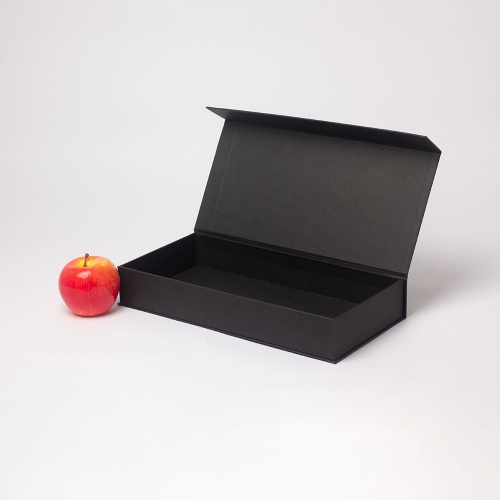 Коробка с откидной крышкой 35х5х17, черный, дизайнерская бумага