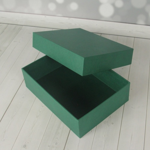 Коробка крышка-дно 21х6х15, зелёный, дизайнерская бумага