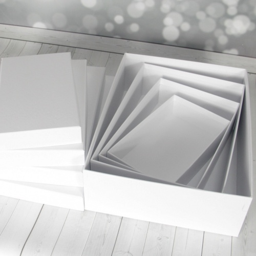 Комплект коробок крышка-дно 40х12х30, 35х10х25, 30х8х20, 25х6х15, белый, меловка, матовая ламинация