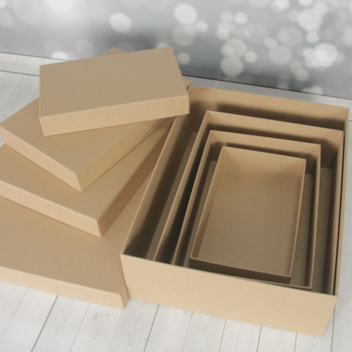 Комплект коробок крышка-дно 40х12х30, 35х10х25, 30х8х20, 25х6х15, коричневый, крафт