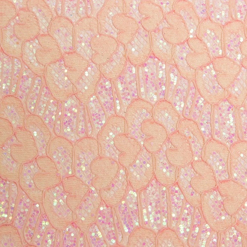 Кожзам с блестками "Кружево" А4 (5 листов), светло-розовый