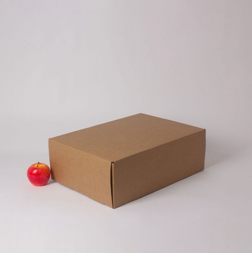 Коробка самосборная с откидной крышкой 37х12х26, Т23Е бур/бур, без печати, бурый