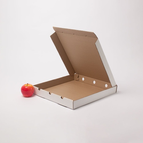 Коробка самосборная для пиццы и пирогов 36х4х36, Т23В бел/бур, без печати, бурый