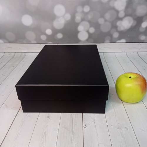 Коробка 30x8x20(крышка-дно), черный, мелованная бумага