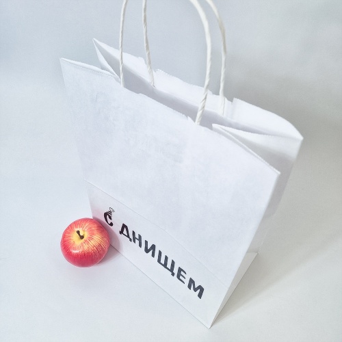 Пакеты бумажные 26х35х14см, цвет - белый, материал - тонкий крафт, ламинация - без ламинации, фото 4