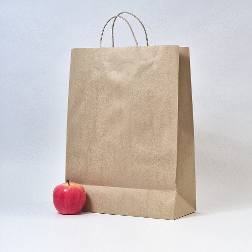 Пакеты бумажные 30х40х13см, цвет - коричневый, материал - тонкий крафт, ламинация - без ламинации, ручки - крученые (шпагат), фото 4